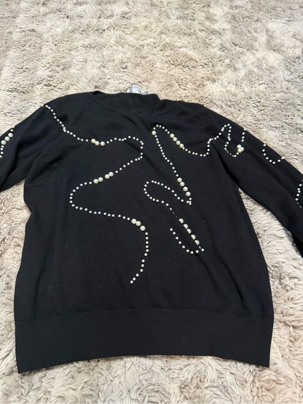 Black Pearl-Embellished Women's Sweater Chico’s size 2